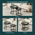 thumbnail image 5 of Algherohein Round Nesting Coffee Table Modern Marble Top Set of 2 for Living Room Black, 5 of 9