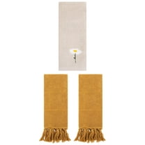 Unique Bargains 3 Pcs Floral Solid Hand Towel Set Yellow/Light Brown 14"x30"/13"x30"