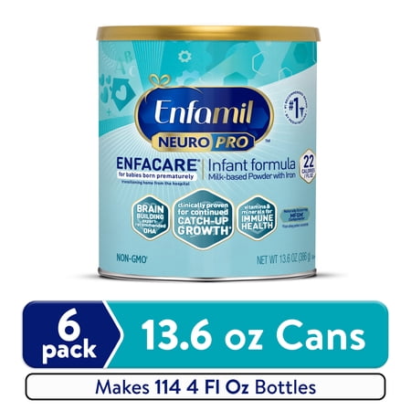 Enfamil NeuroPro EnfaCare Premature Powder Baby Formula with Iron, For Catch-Up Growth, 13.6 Oz Can, 6 Count