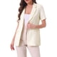 thumbnail image 1 of Blazer de solapa INSPIRAR CHIC para mujeres, de manga corta, con botones, abierto en la parte delantera, blazers de oficina con bolsillos, color beige, talla M, 1 of 6