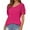 Hot Pink, variant on Lolmot Women's Summer Lace Short Sleeve V-Neck Tops Shirt Loose Casual Solid Color Tee Blouse