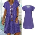 SHENHEGREY Casual Dress Shoes Summer Ladies Casual Short Sleeve V Neck Dot Heart Print Dress
