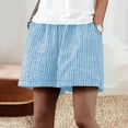 thumbnail image 2 of Kvture Women's Casual Wide Leg Shorts with Pockets Vintage Elastic Waist Striped Pattern Short Pants for Women XL, 2 of 6