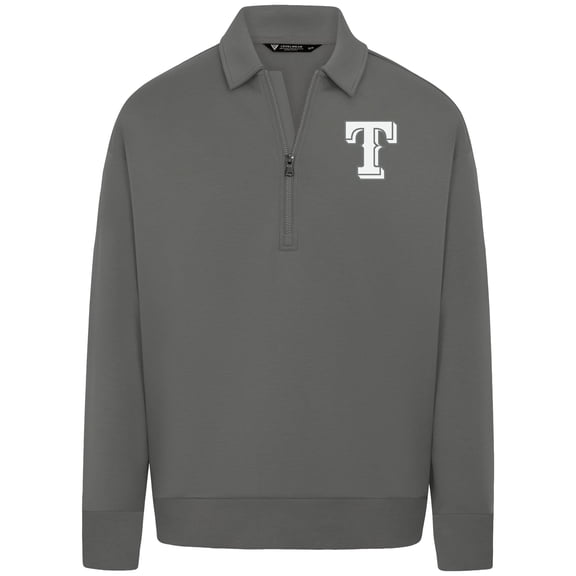 Men's Levelwear Gray Texas Rangers Luxe Signature Quarter-Zip Chenille Logo Tri-Blend Sweatshirt