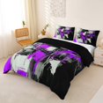 thumbnail image 2 of Homewish Purple Aesthetic Patchwork Bedding,Modern Abstract Duvet Cover Full,Black Reversible,3-Piece,1 Duvet Cover and 2 Pillowcases, 2 of 6