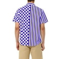 thumbnail image 3 of MODA NOVA Big & Tall Men's Striped Printed Plaid Shirt Short Sleeve Blue White LT, 3 of 5