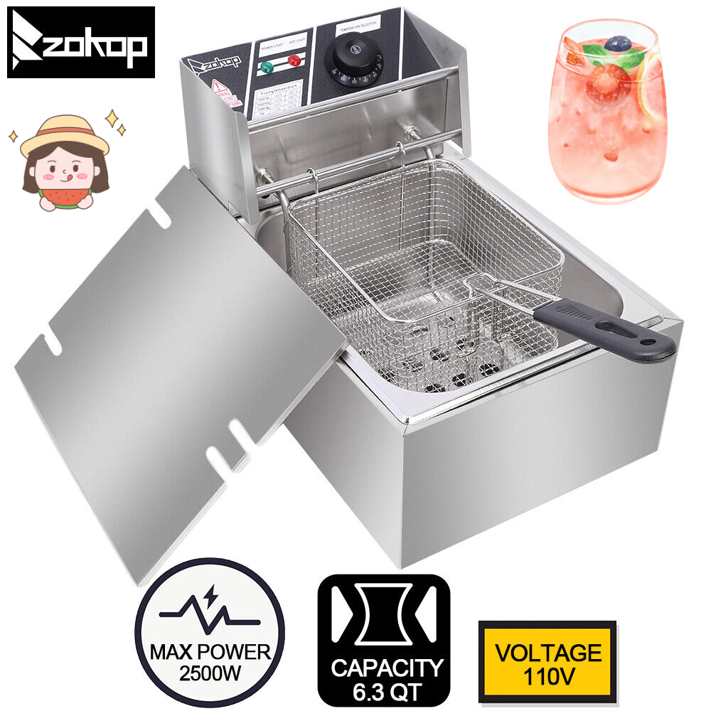 Goorabbit Zokop Electric Countertop Deep Fryer with Basket Stainless