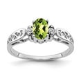 thumbnail image 6 of 14K White Gold 6X4mm Oval Peridot A Diamond Ring Size 6, 6 of 7