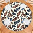 thumbnail image 2 of Snug Fitting Boho Round Table Cover, Vibrant Floral Print with Elastic Band, for 52 to 56 Inch Diameter Circular Tables, 2 of 7