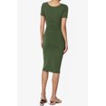 thumbnail image 2 of TheMogan Robe Midi Moulante en Jersey de Coton Extensible à Manches Courtes pour Femmes, 2 of 6