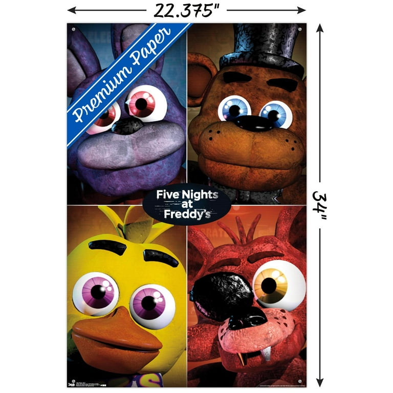 Five Nights at Freddy's - Quad Wall Poster with Push Pins, 22.375