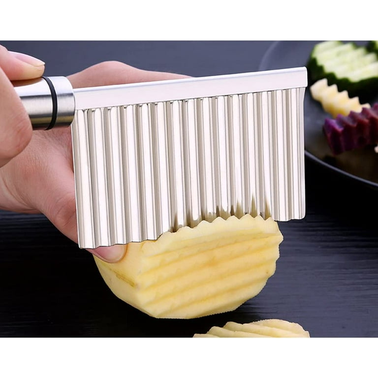French Fries Machine Stainless Steel Potato Chip Slicer Vegetable Fruit  Crinkle Wavy Slicer Knife Potato Cutter Kitchen French Fries Maker Tools  Fries