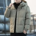 thumbnail image 6 of LpwkSSA Men's Trendy Puffer Jacket Thickened Winter Warm Hooded Solid Color Zipper Coat Ski Bubble Thicken Coat Outwear with Pockets Yellow M, 6 of 9