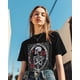 thumbnail image 3 of Camiseta de mujer con estampado retro de calavera, esqueleto y rosas, camisetas de manga corta con cuello redondo para mujer, talla M, 3 of 7