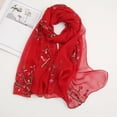 thumbnail image 2 of QASIEATN Embroidery Chiffon Lightweight Fashion Summer Fall Scarf Wrap Shawl for Women Daily Wear Casual Accessories Silk Scarves for Women, 2 of 3