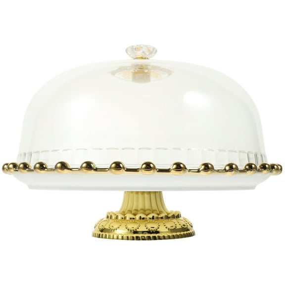 ULTNICE Cake Serving Plate Round Ceramic White with Maintenance 1 Set