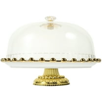 ULTNICE Cake Serving Plate Round Ceramic White with Maintenance 1 Set