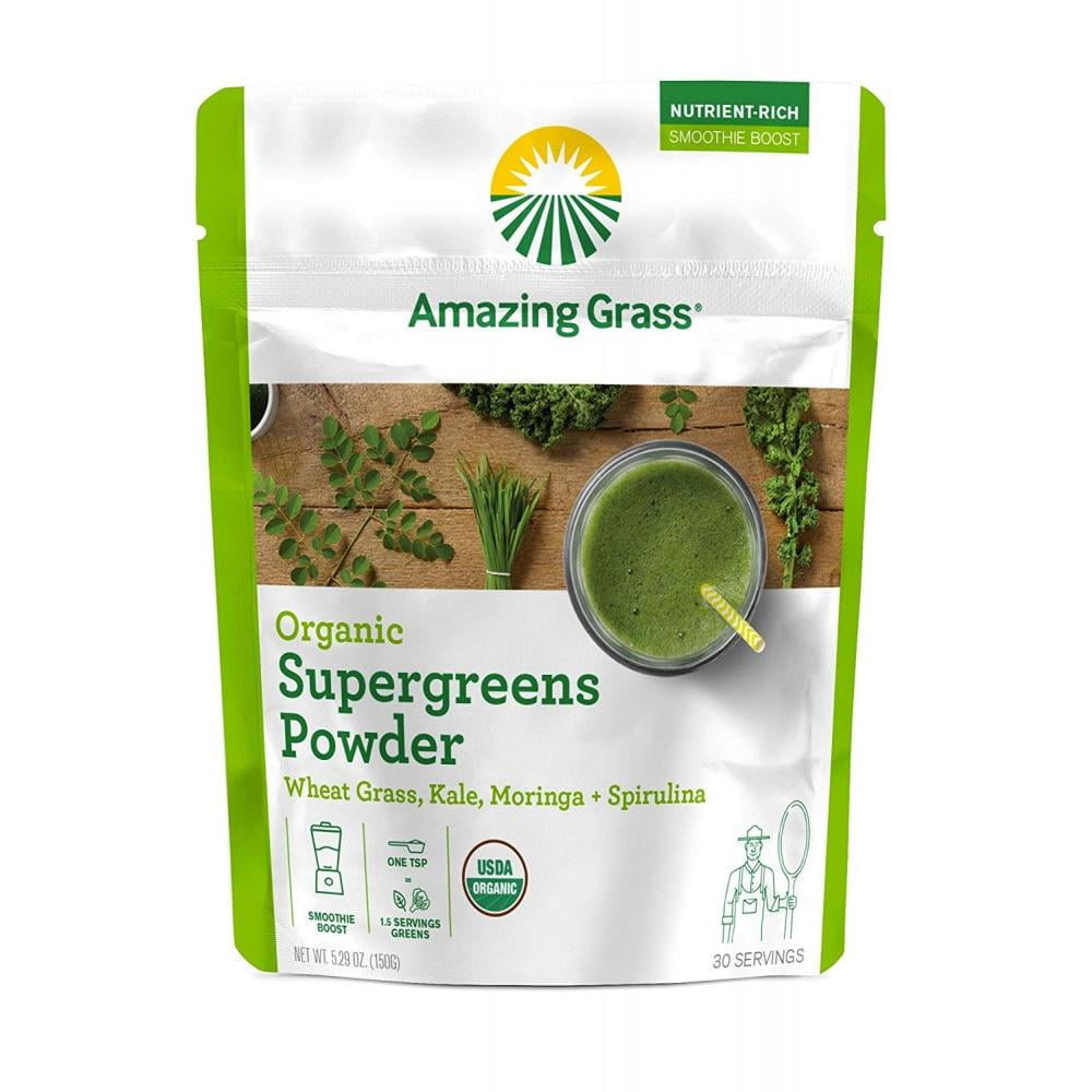 Amazing grass supergreens powder, with wheatgrass, kale, moringa
