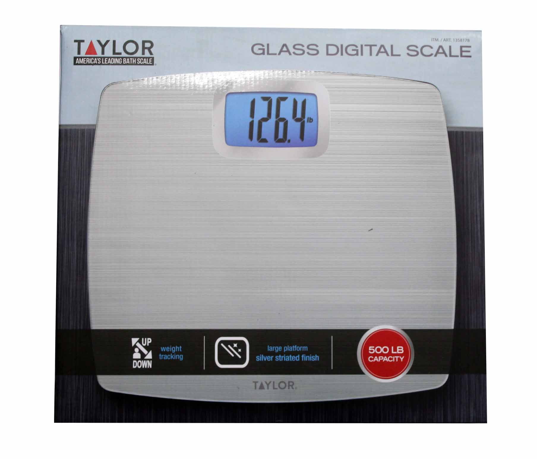 Taylor Bathroom Glass Digital Scale 500lb Capacity Silver 