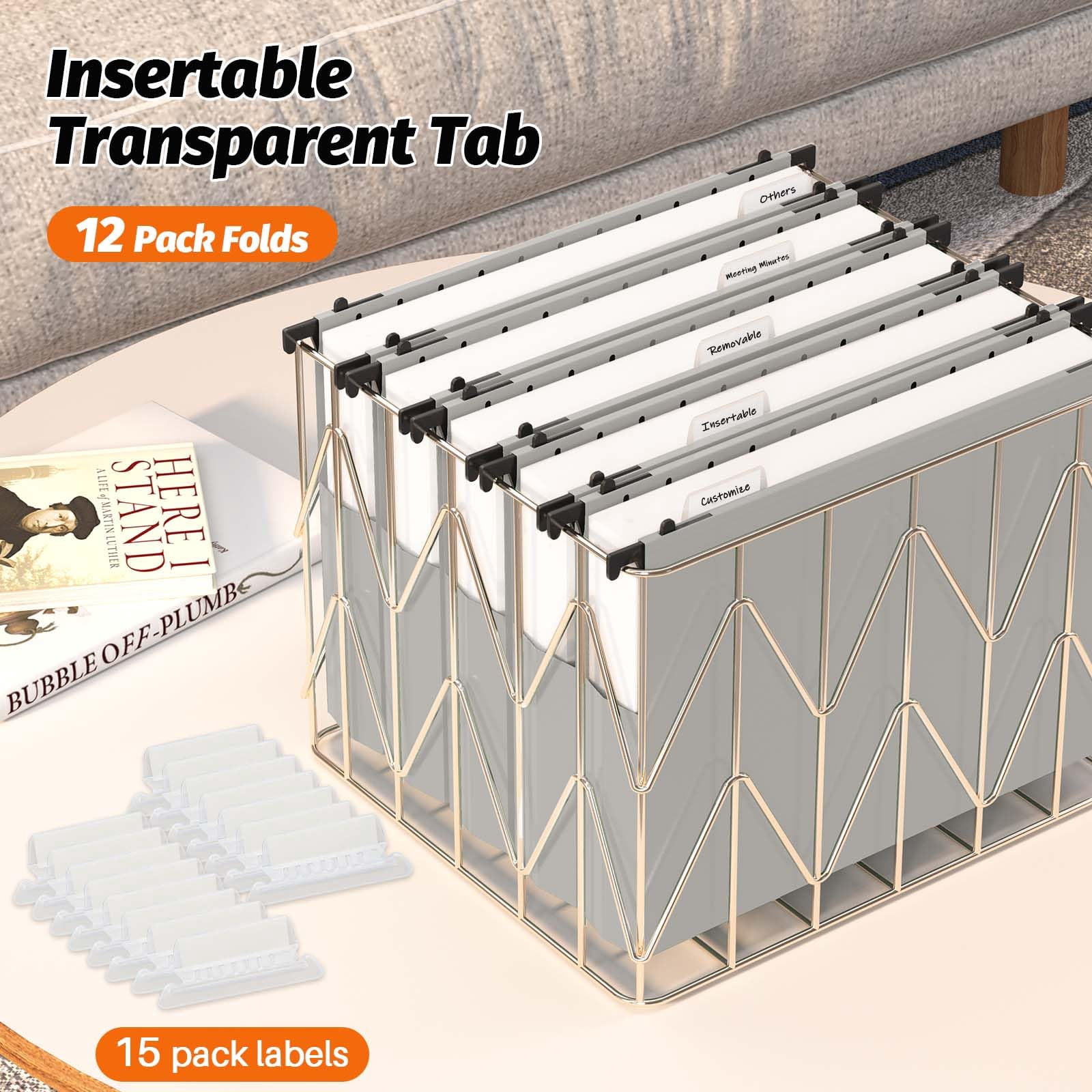 Extra Capacity Plastic Hanging File Folders 12 Pack Reinforced Expanding Hang Folder Letter Size Accordian Pocket Heavy Duty 2 Inch Expansion  Hard Organizer For Office Home Grey