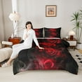 thumbnail image 4 of Castle Fairy Boys Girls Floral Red Rose Full Size Comforter Sets 3-Piece,Chic Flowers Bedding Comforter Set,Black Red Lightweight Bedding Sets,Luxury Bedroom Decor,Reversible, 4 of 8