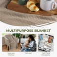 thumbnail image 6 of Superior Dobbyweave Knit Cotton Blanket 66" x 90", All Season Bed Blankets, Twin, Ivory, 6 of 14