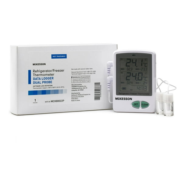 McKesson Thermometer for Refrigerators, Freezers Dual Probe, Data