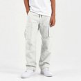 thumbnail image 7 of Guluxicc Boys Cargo Pants with Mutil Pockets Drawstring Elastic Waist Loose Casual Outdoor Hiking Trousers for Kids 5-15Years, 7 of 7