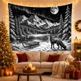 thumbnail image 3 of Mountain Lake Monochromatic with Grayscale Wilderness Detailed, Mystical Fantasy for Space Lovers, Wall Decor, Christmas Gift, Tapestry Wall Hanging for Dorm and Living Room, 3 of 7