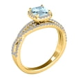 thumbnail image 3 of Aonejewelry 0.90 Ct. Ttw Diamond and Cushion Shaped Aqumarine Ring in 10K Yellow Gold, 3 of 4
