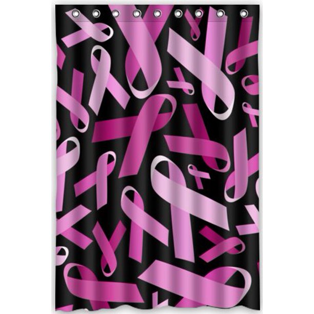 MOHome Breast Cancer Awareness Pink Ribbon Shower Curtain Waterproof