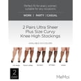 thumbnail image 2 of MeMoi Women's 2 Pair Pack Ultra Sheer Plus Curvy Knee Highs - Womens - Female, 3X-4X, Off Black, 2 of 12