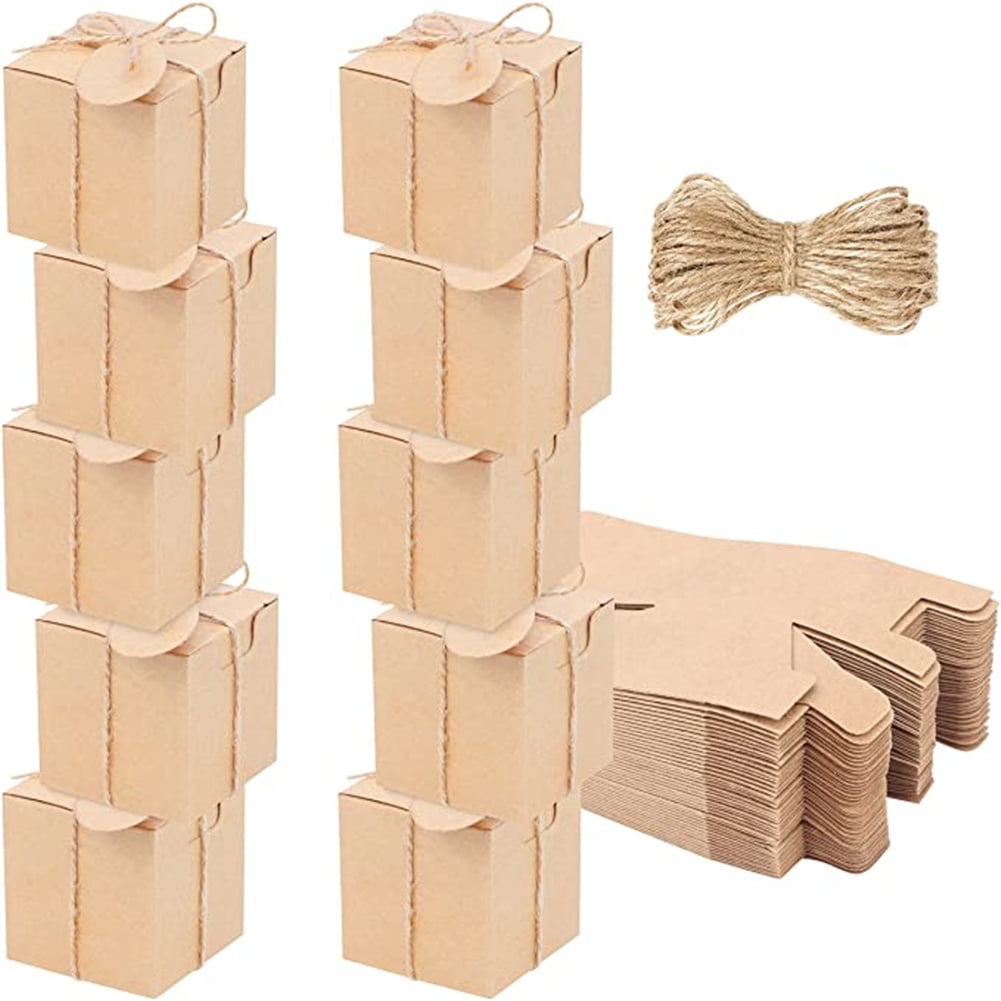 10 X Brown Square Flat Packed Cardboard Wedding Party Favour Box 5cm Square. 