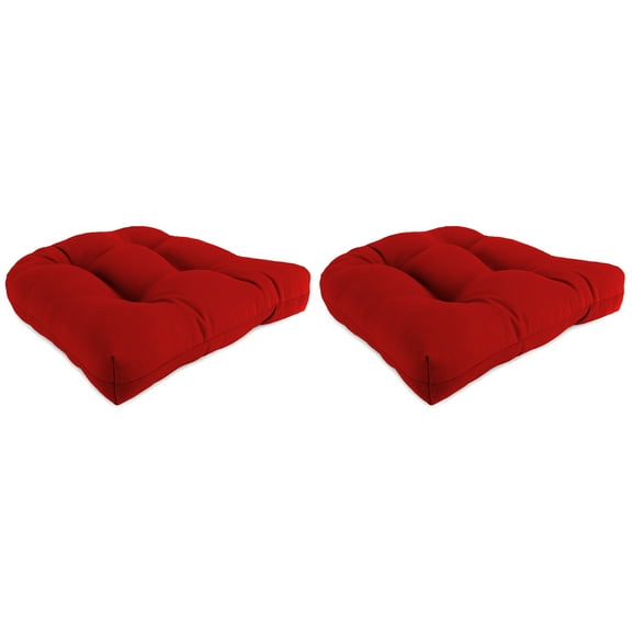 Jordan Manufacturing Sunbrella 18" x 18" Canvas Logo Red Solid Square Tufted Contoured Outdoor Wicker Seat Cushion (2 Pack)