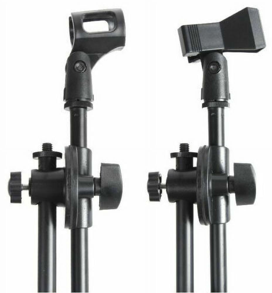 PreAsion Microphone Mic Stand Foldable Tripod 360° Rotating Microphone Stand with Extending Boom Arm and Dual Mic Holder