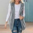 thumbnail image 4 of Fnooota Womens Fleece Vests, Fall Winter Hooded Sleeveless Warm Outerwear Vest with Pockets Gray Size M, 4 of 8