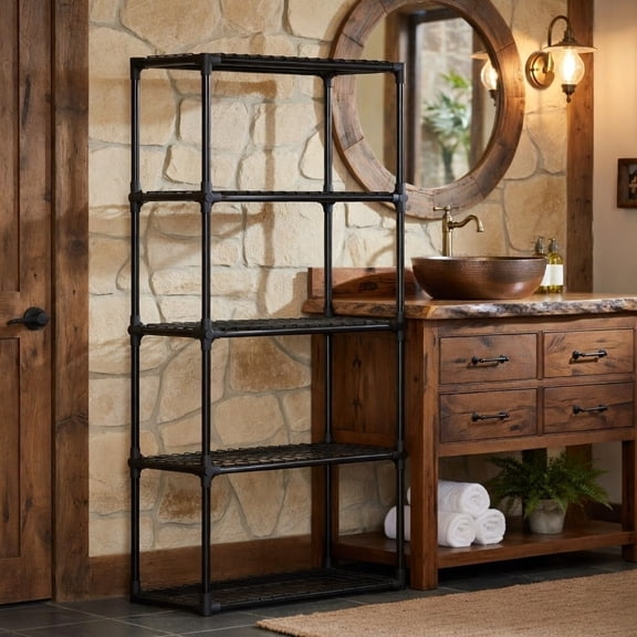 5-Tier Adjustable Wire Storage Shelving Unit, Black, 29" W x 14" D x 60" H