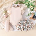 thumbnail image 4 of Kaprioy My First Easter Baby Girl Outfit Girls Clothes Bunny Ruffle Sleeve Romper Shorts Bow Hairband Stockings Set Cute Infant Girl Clothes, 4 of 8