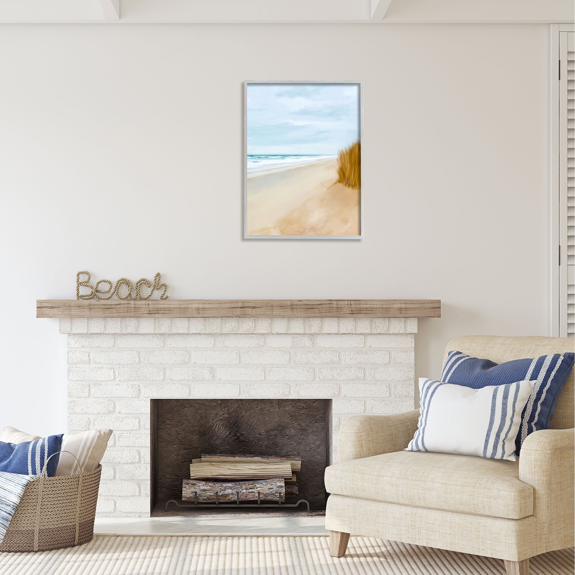 Stupell Industries Wilmington Sand Dunes Nature Painting Gray Framed Art Print Wall Art, 24 x 30