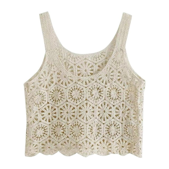 Verano Mujer Ahueca Hacia Fuera Las Camisetas Sin Mangas Camisola Chaleco Corsé Top De Punto Para Niñas Sunnimix Camisetas sin mangas ahuecadas
