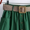 thumbnail image 5 of Lovskoo Women's A Line Flared Midi Skirt High Waisted Button Down Swing Skirt with Belts Green, 5 of 6