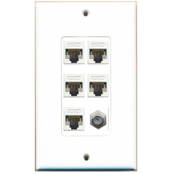 Ultra Spec Cables 1 Port Coax 5 x Cat5e Ethernet RJ45 Wall Plate DecorZ