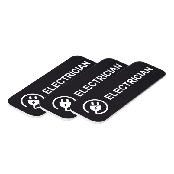 Electrician 1" x 3" Name Tag/Badge, Black, (3 Pack)