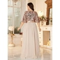 thumbnail image 2 of Plus Size Champagne Sequin Chiffon Evening Dress Elegant A-Line Maxi Gown, 2 of 12