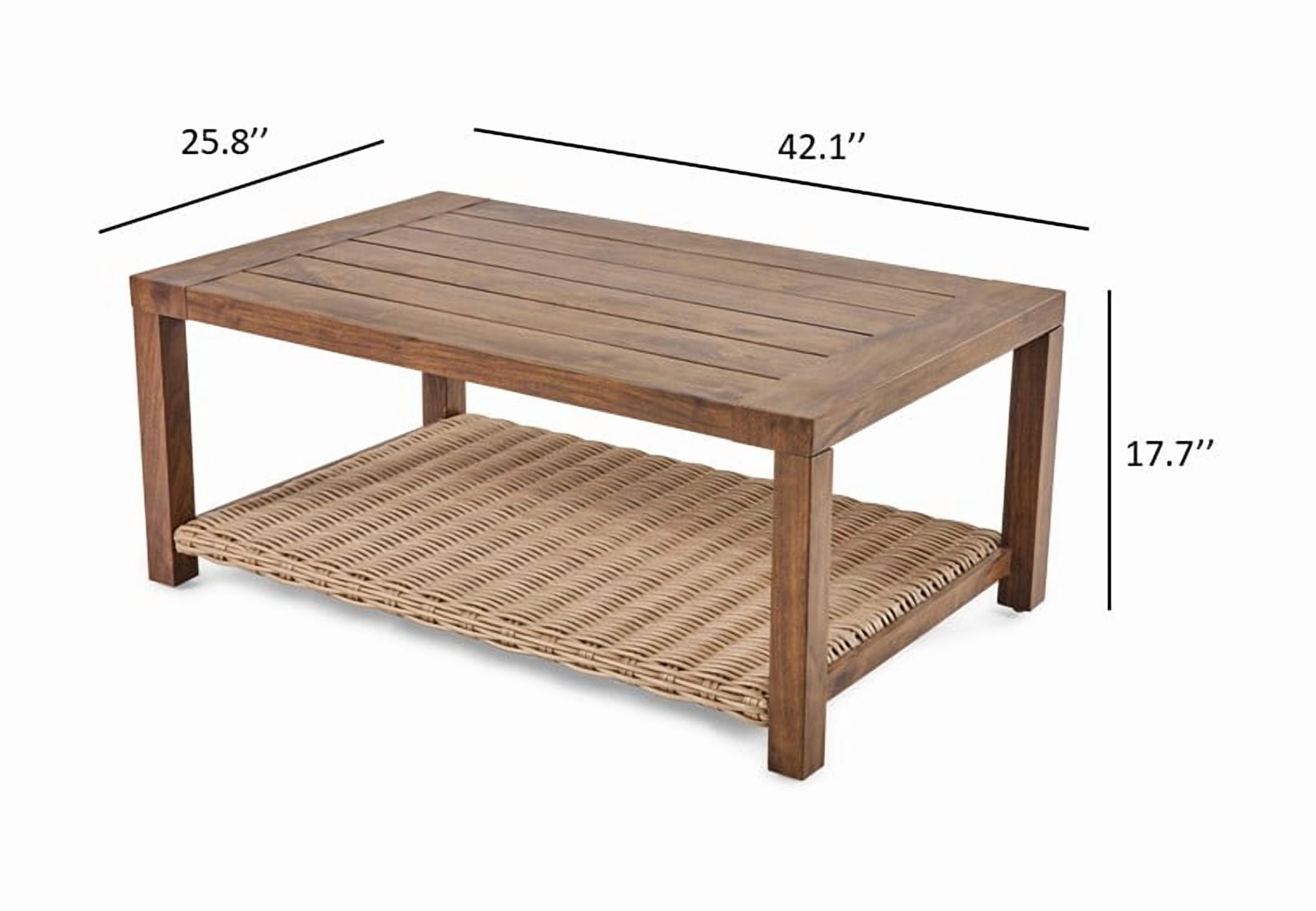Better Homes & Gardens Bellamy Outdoor 1pc Patio Coffee Table, Tan Wicker