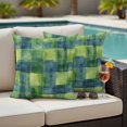 thumbnail image 5 of Blue Green Plaids Pillow Covers 2 Pack Geometric Watercolor Grids Pillowcase Waterproof Outdoor Throw Pillow Cover for Patio Garden Square Cushion 16”x16”, 5 of 9