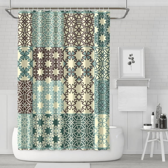 Boho Theme Polyester Shower Curtain for Bathroom with Hooks and Weighted Hem, Waterproof Bath Decor Sets Hotel Style - Machine Washable,72x72in