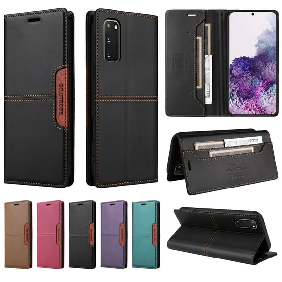 Compatible WIth Samsung Galaxy S20 FE Wallet Case,Magnetic Closure,Flip Folding Kickstand,With Card Slots,[RFID Blocking],With Shoulder Strap&Lanyard,PU Leather TPU Shockproof Phone Case,Black