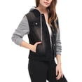 thumbnail image 4 of INSPIRE CHIC Women's Denim Jacket Button Down Long Sleeve Drawstring Hood Jean Jackets XL Black, 4 of 6