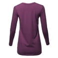 thumbnail image 3 of A2Y Women's Basic Solid Soft Cotton Long Sleeve Crew Neck Top Shirts Dark Plum L, 3 of 3
